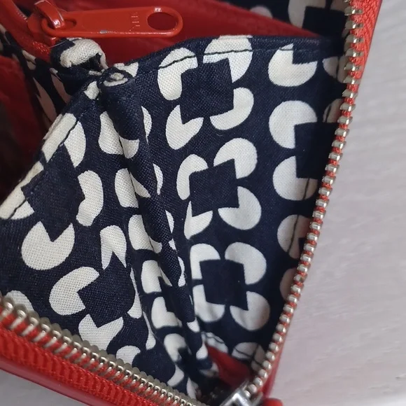 Vera Bradley Coral Red Faux Leather Accordian Style Zip Around Wallet - Picture 14 of 16